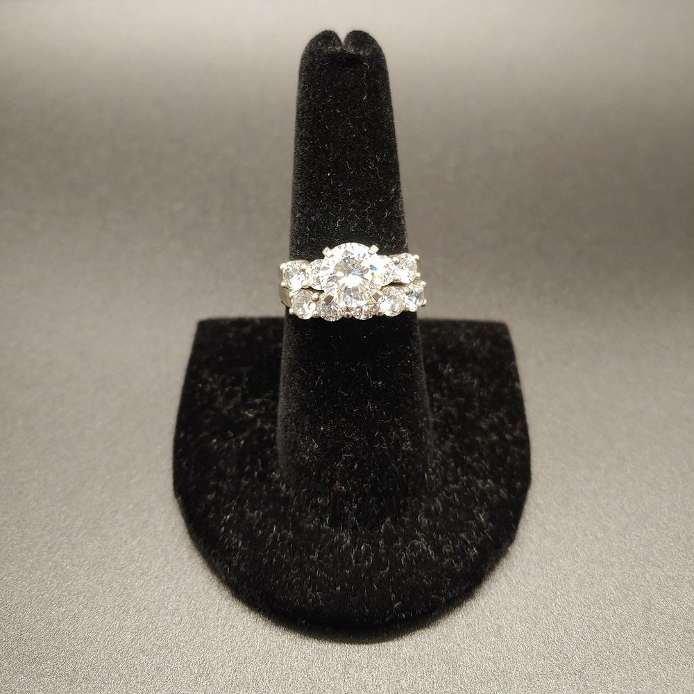 Silver CZ Wedding Ring Set